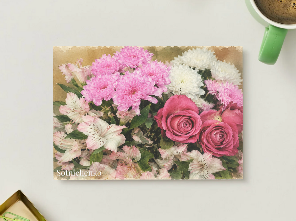 Blush Bouquet — Vintage Floral Printable Postcard
