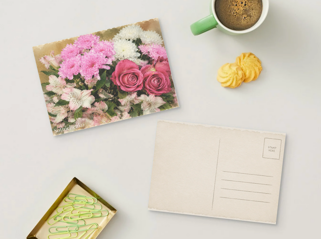 Blush Bouquet — Vintage Floral Printable Postcard