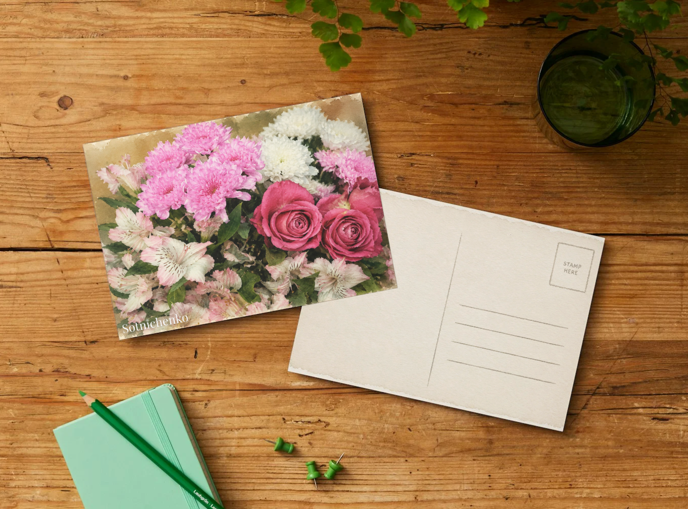 Blush Bouquet — Vintage Floral Printable Postcard