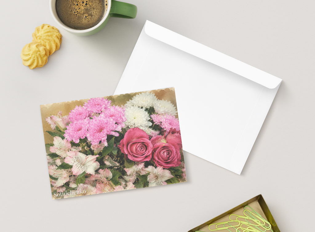 Blush Bouquet — Vintage Floral Printable Postcard