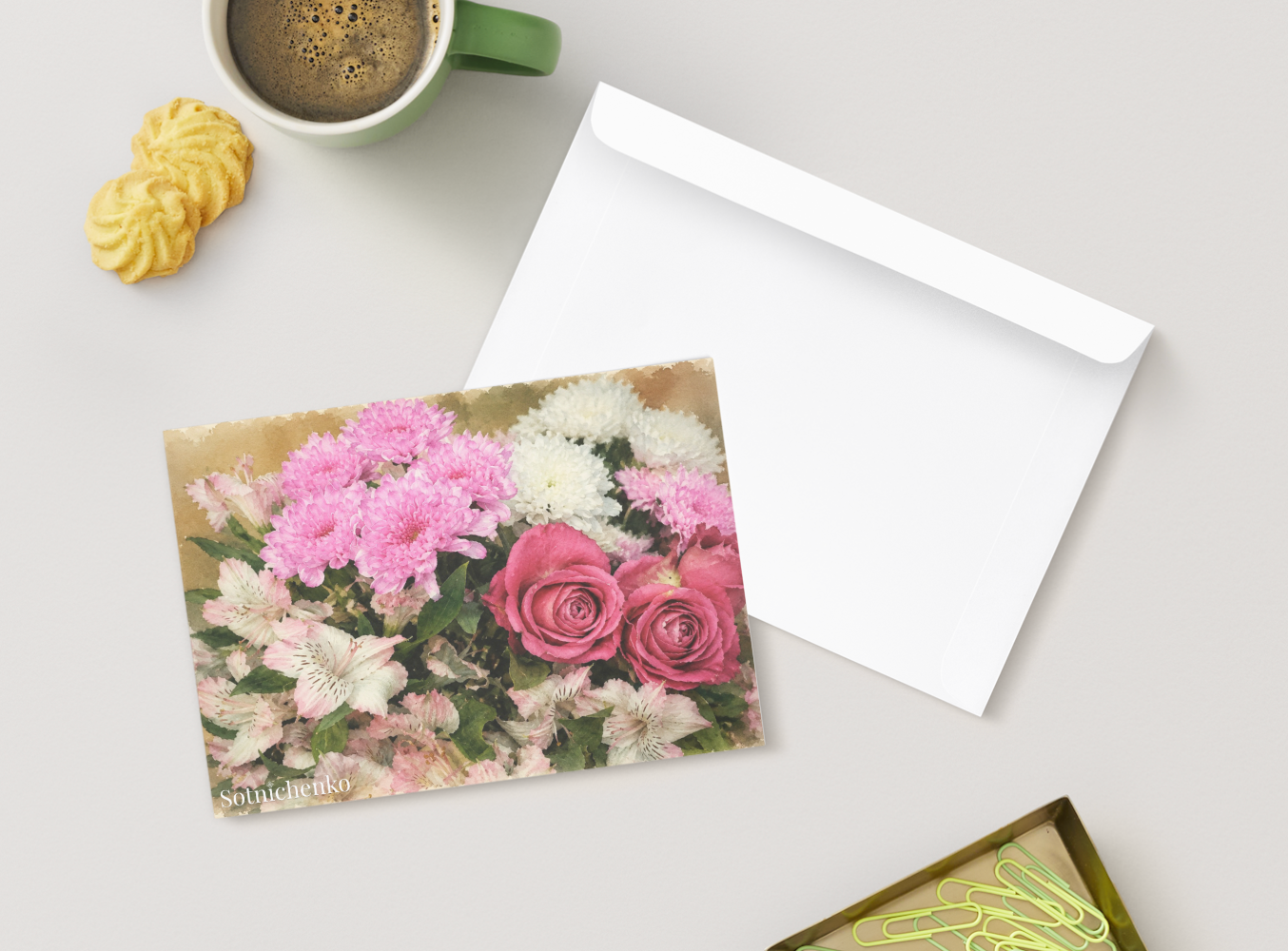 Blush Bouquet — Vintage Floral Printable Postcard