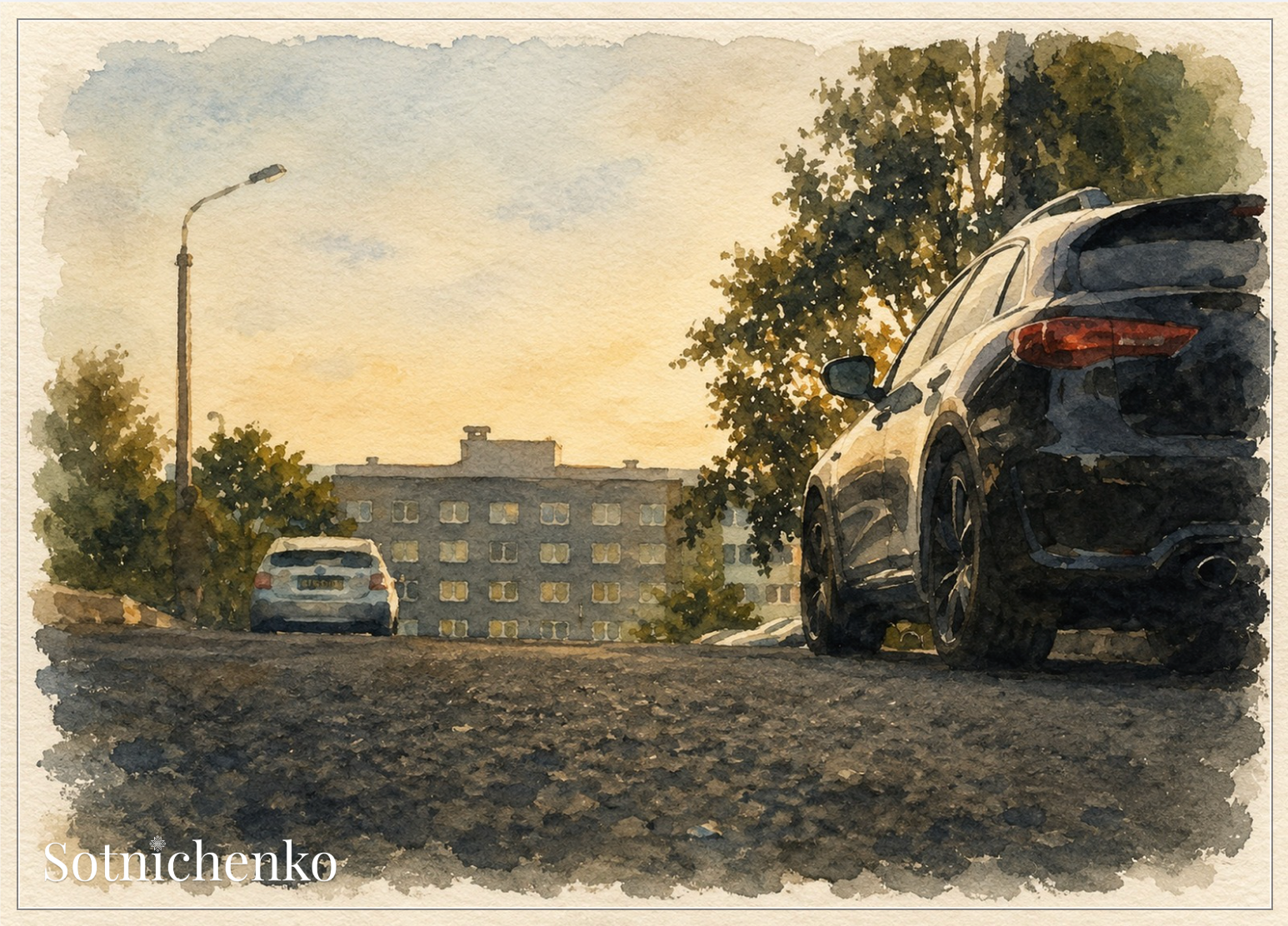 After Hours Parking — Vintage Urban Postcard