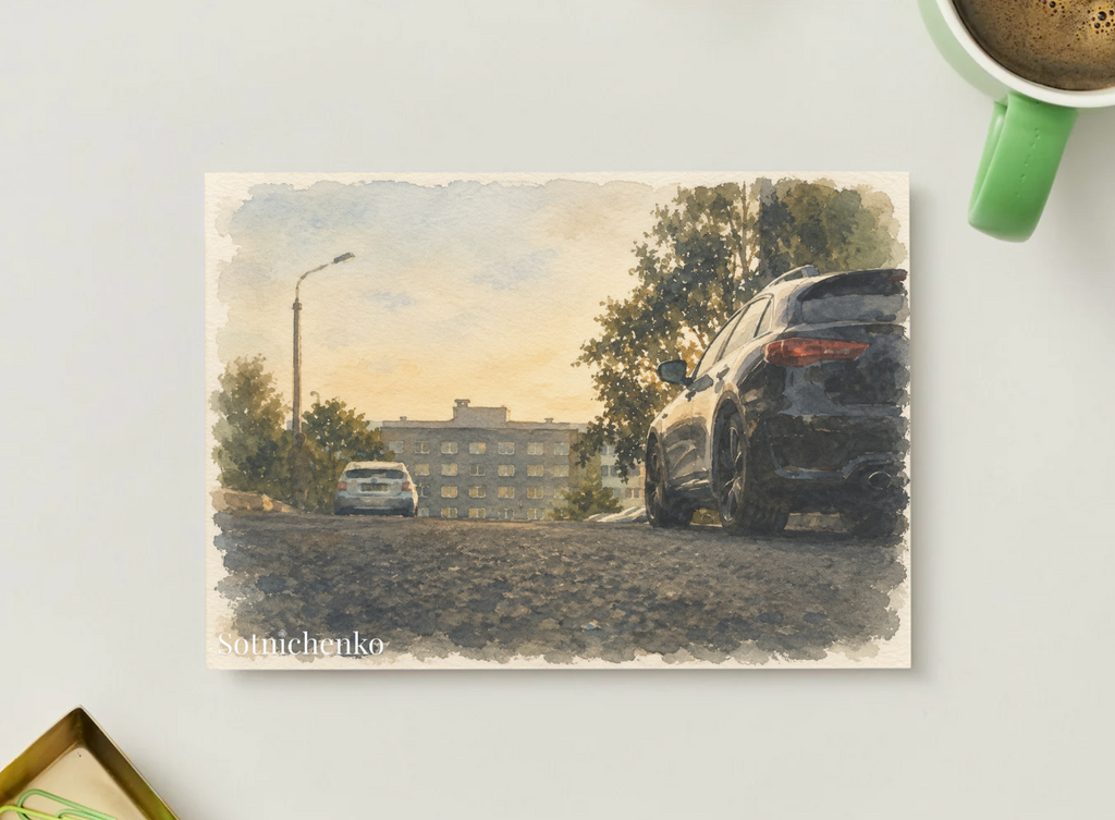 After Hours Parking — Vintage Urban Postcard