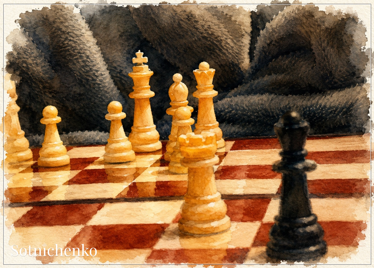 Quiet Strategy — Vintage Chess Postcard