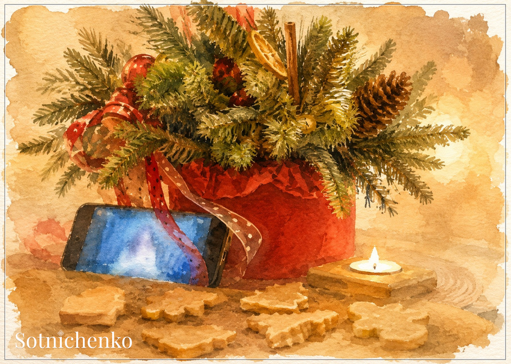 Seasonal Glow — Vintage Christmas Postcard