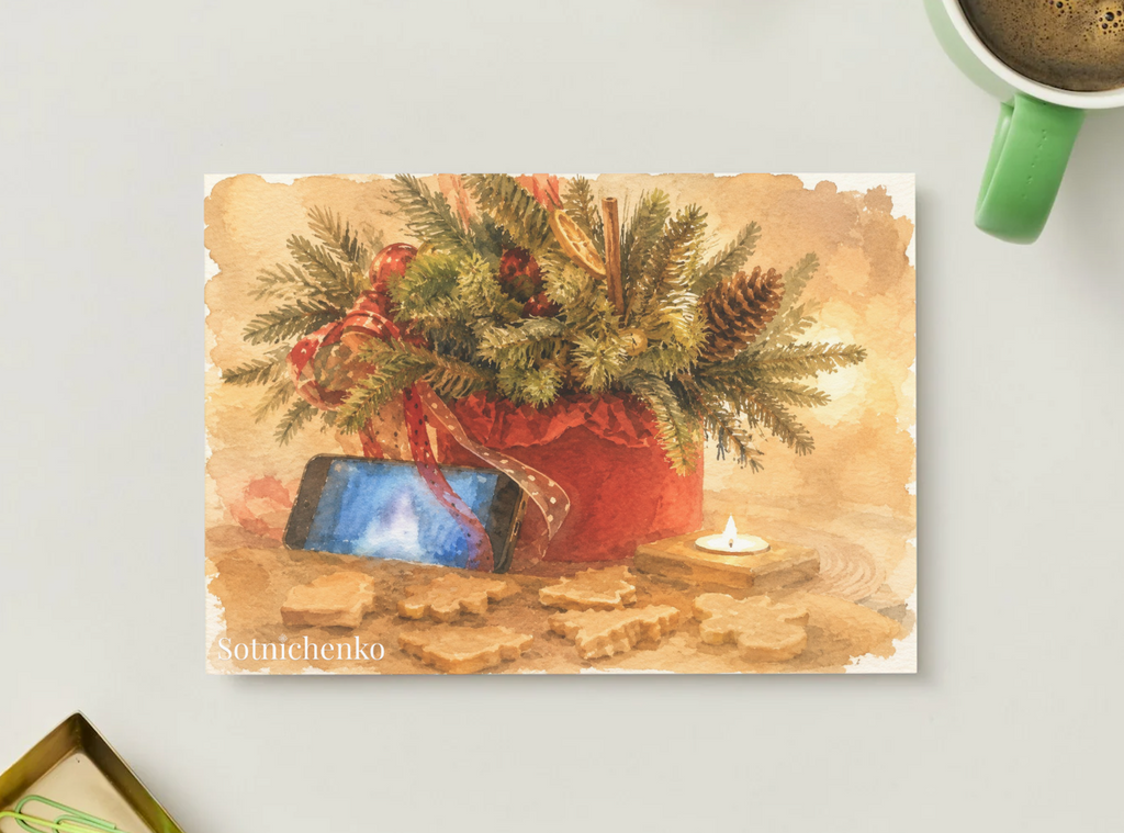 Seasonal Glow — Vintage Christmas Postcard
