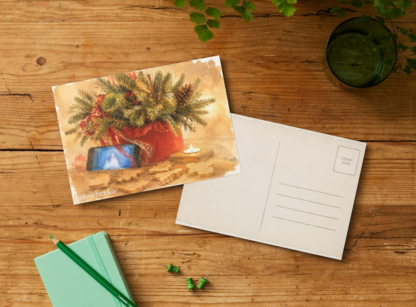 Seasonal Glow — Vintage Christmas Postcard