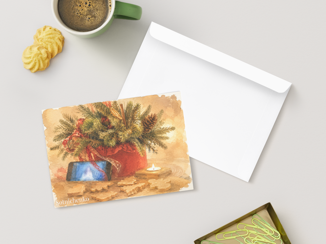 Seasonal Glow — Vintage Christmas Postcard