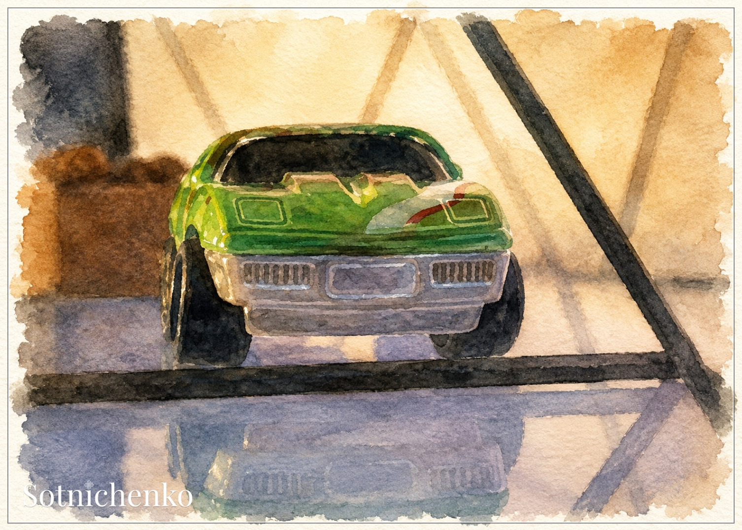 Retro Mini Racer — Vintage Toy Postcard