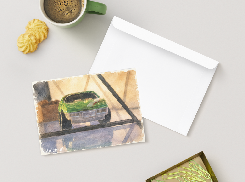 Retro Mini Racer — Vintage Toy Postcard