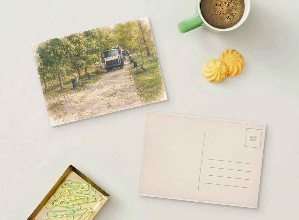 Morning Park Work — Vintage City Postcard