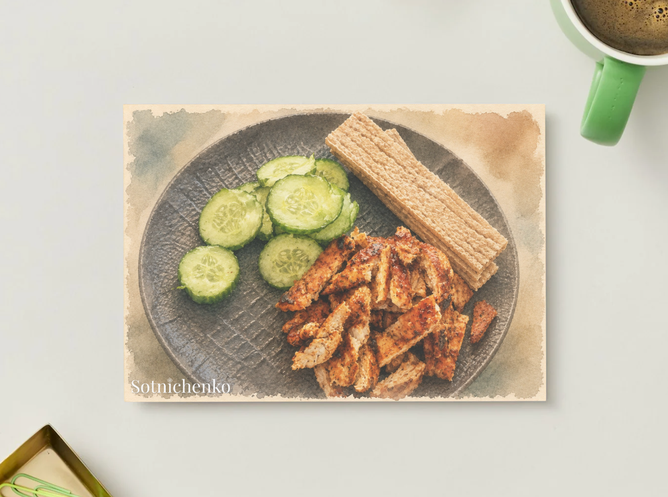 Spiced Chicken Plate — Kitchen Printable Postcard