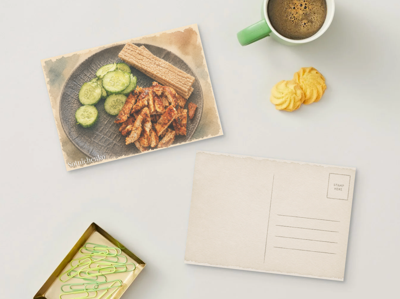 Spiced Chicken Plate — Kitchen Printable Postcard