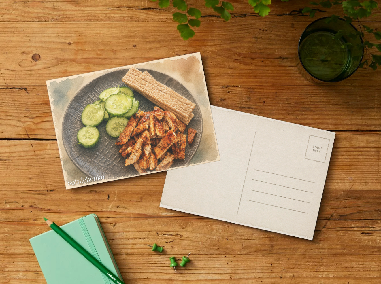 Spiced Chicken Plate — Kitchen Printable Postcard