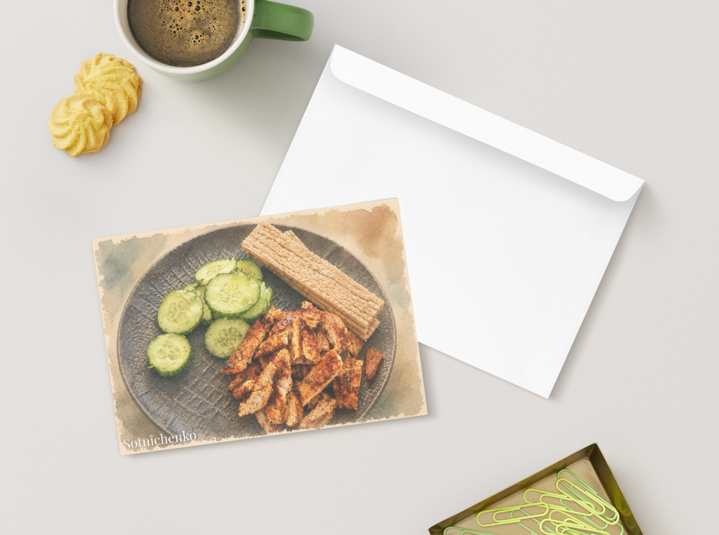 Spiced Chicken Plate — Kitchen Printable Postcard