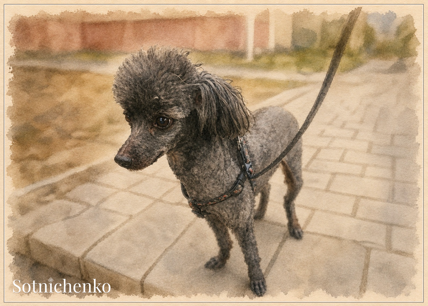 Streetwise Poodle — Dog Printable Postcard