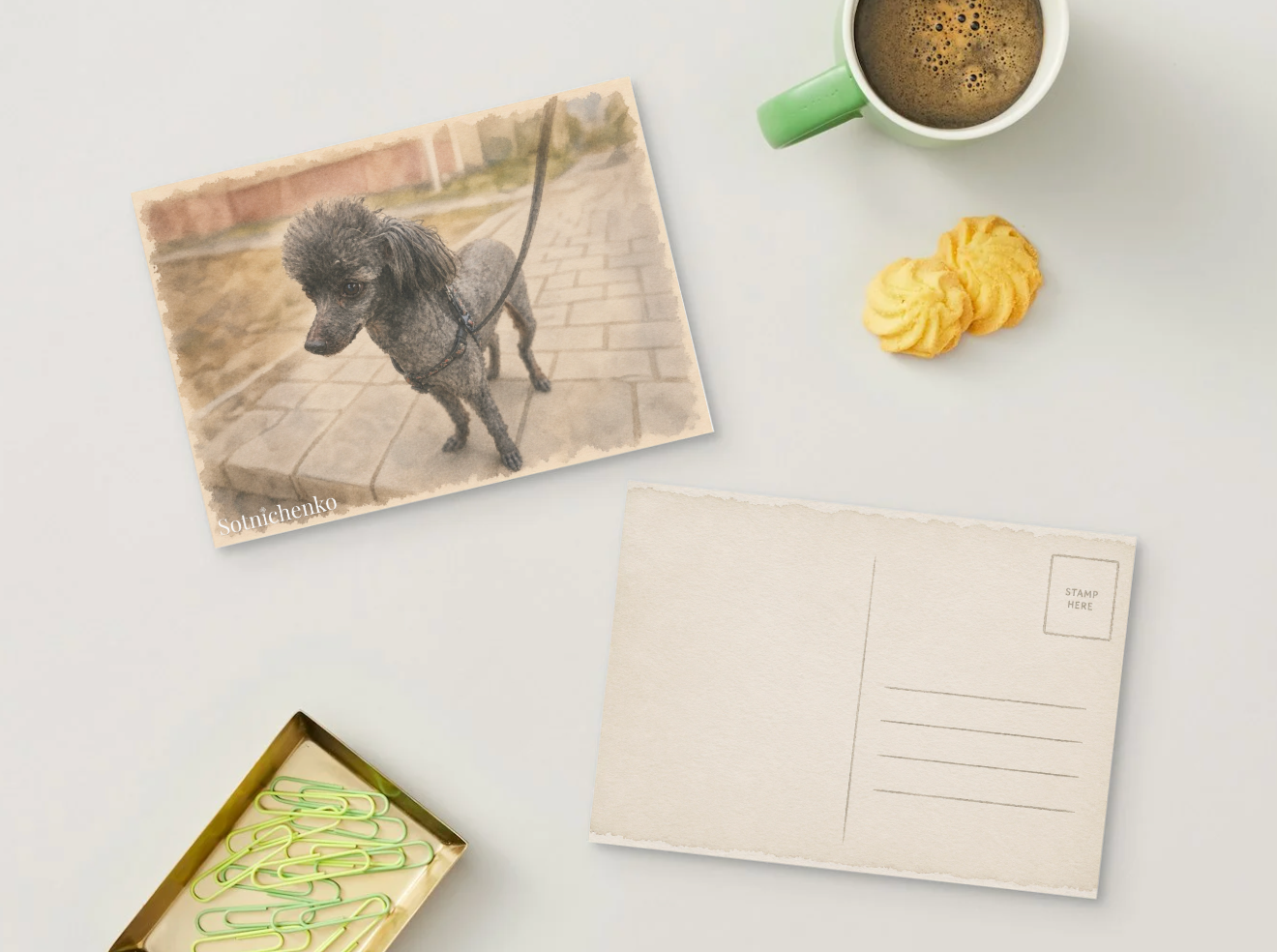 Streetwise Poodle — Dog Printable Postcard