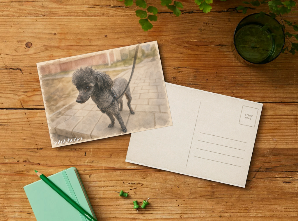 Streetwise Poodle — Dog Printable Postcard