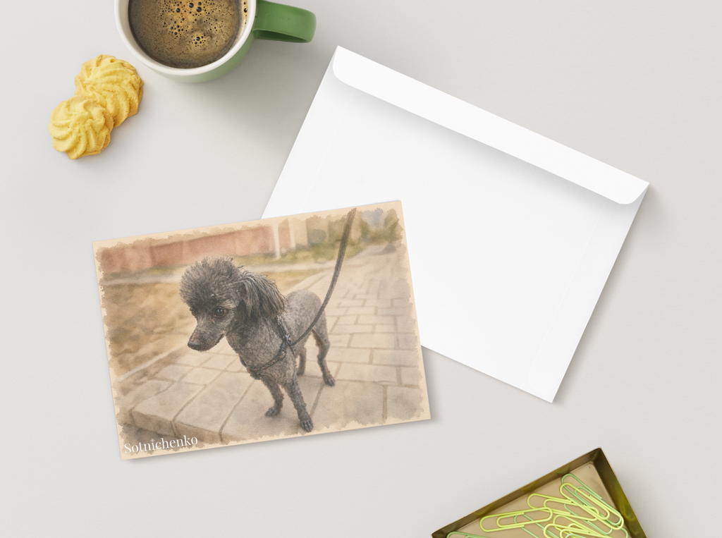 Streetwise Poodle — Dog Printable Postcard