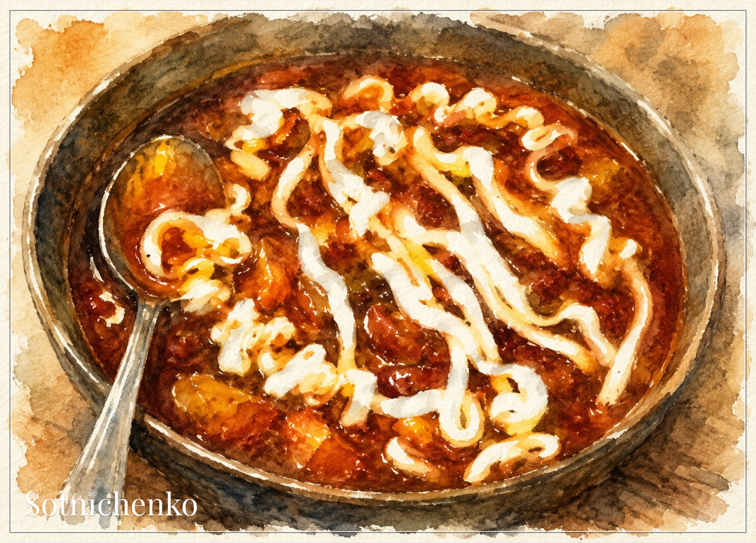 Borscht Bowl — Vintage Food Printable Postcard