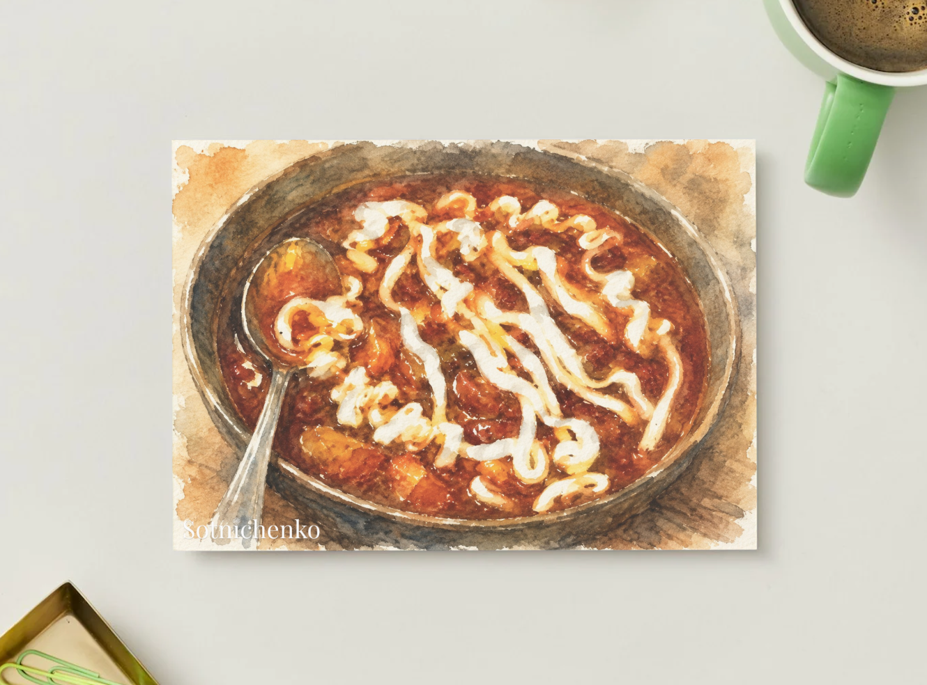 Borscht Bowl — Vintage Food Printable Postcard