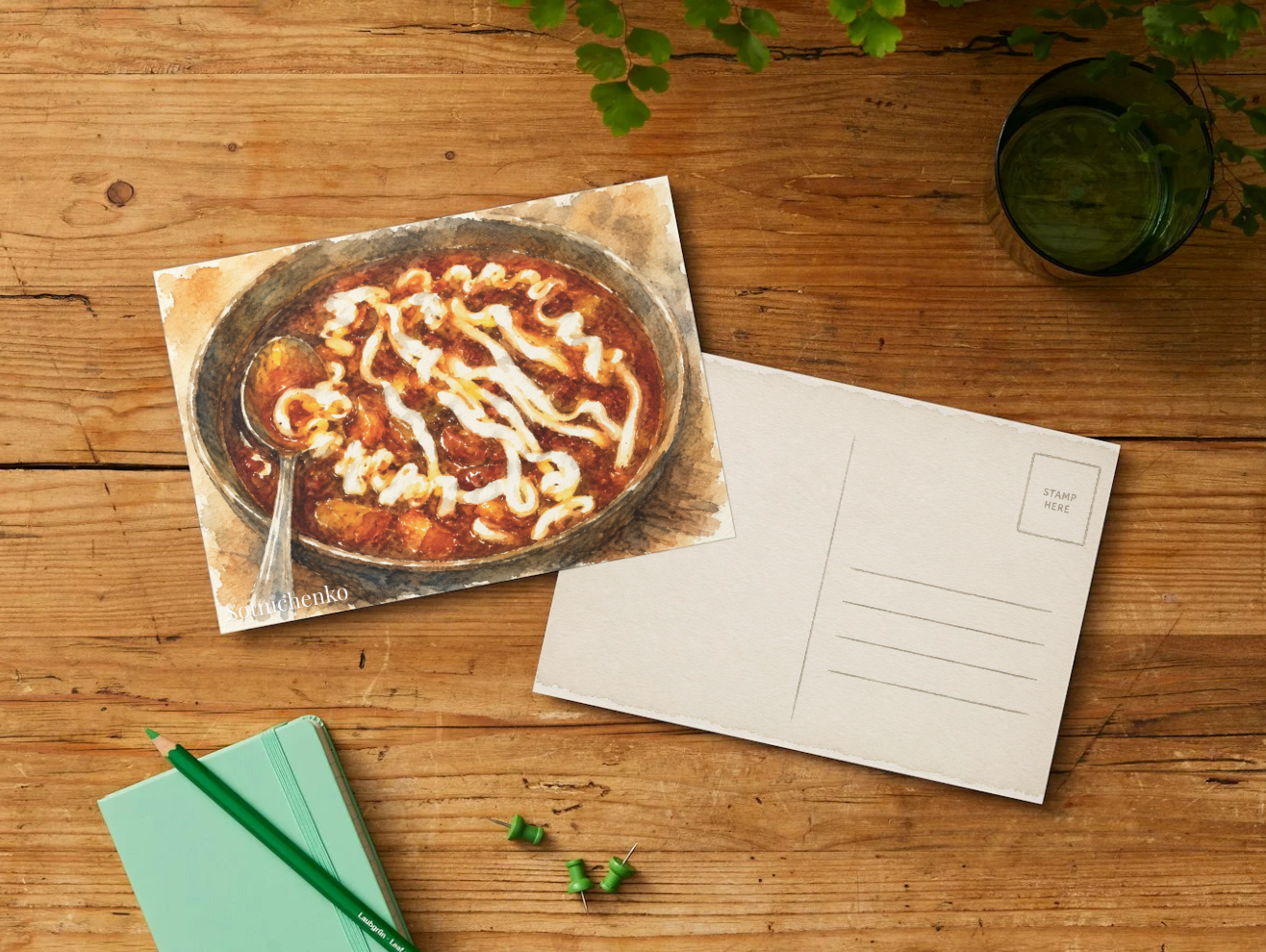 Borscht Bowl — Vintage Food Printable Postcard