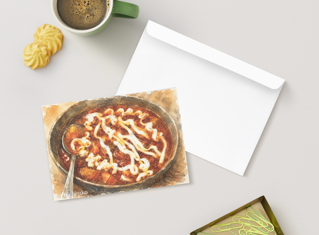 Borscht Bowl — Vintage Food Printable Postcard