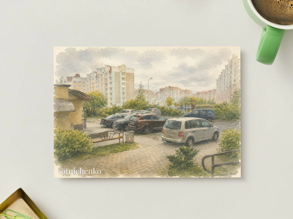 Everyday Courtyard — Vintage City Printable Postcard