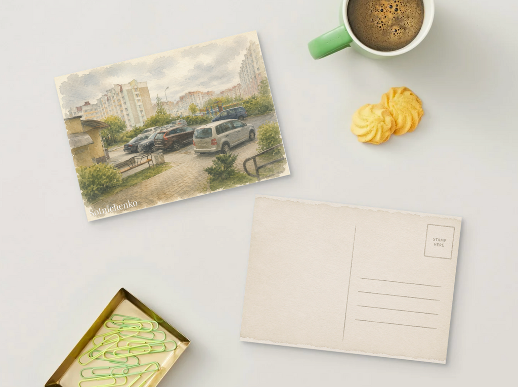Everyday Courtyard — Vintage City Printable Postcard