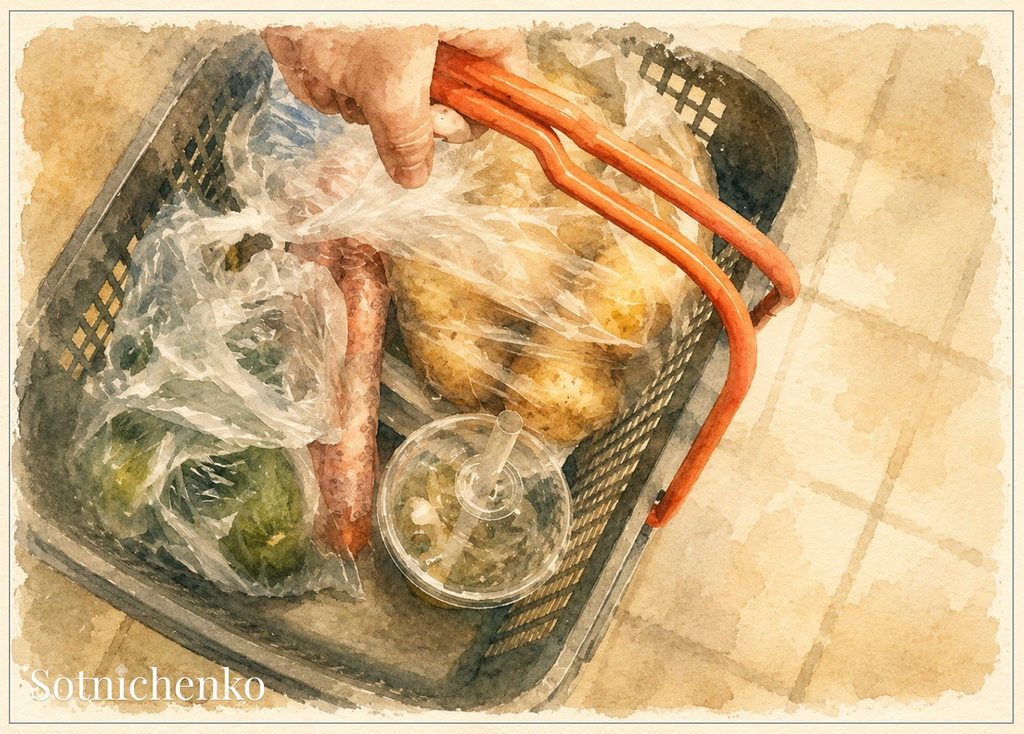 Grocery Run — Vintage Food Printable Postcard