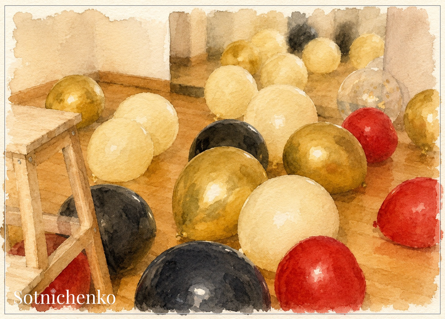 Balloon Room — Vintage Party Printable Postcard