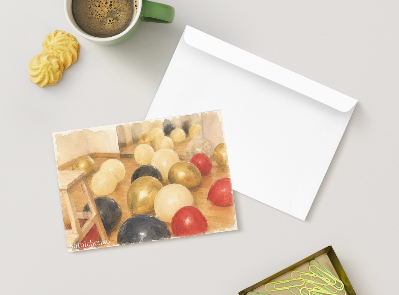 Balloon Room — Vintage Party Printable Postcard