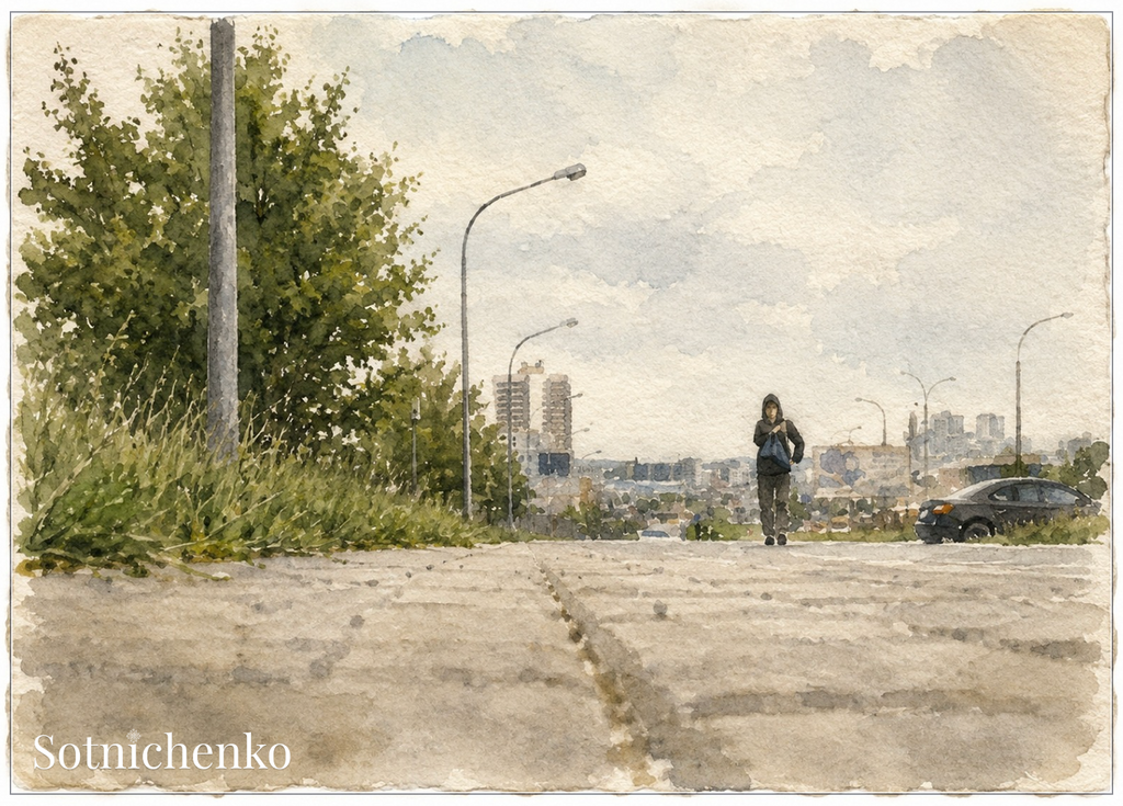 Walking the Edge — Vintage Urban Printable Postcard