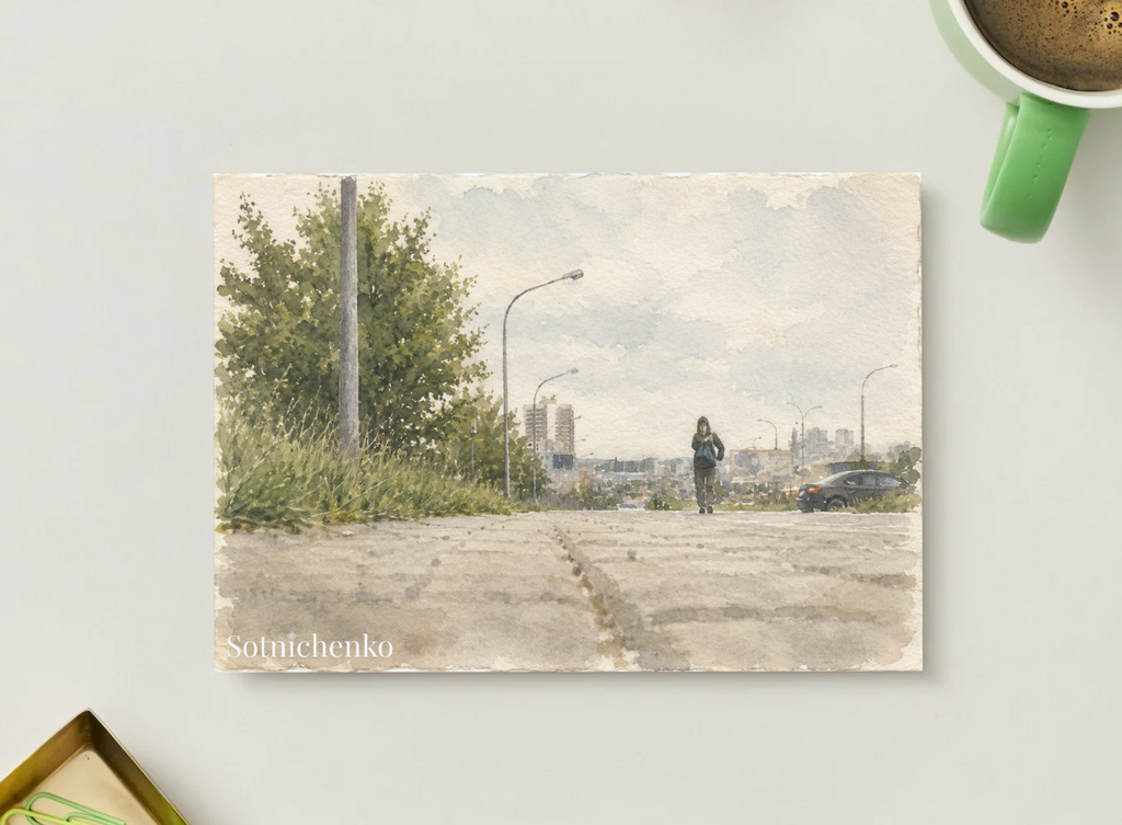 Walking the Edge — Vintage Urban Printable Postcard