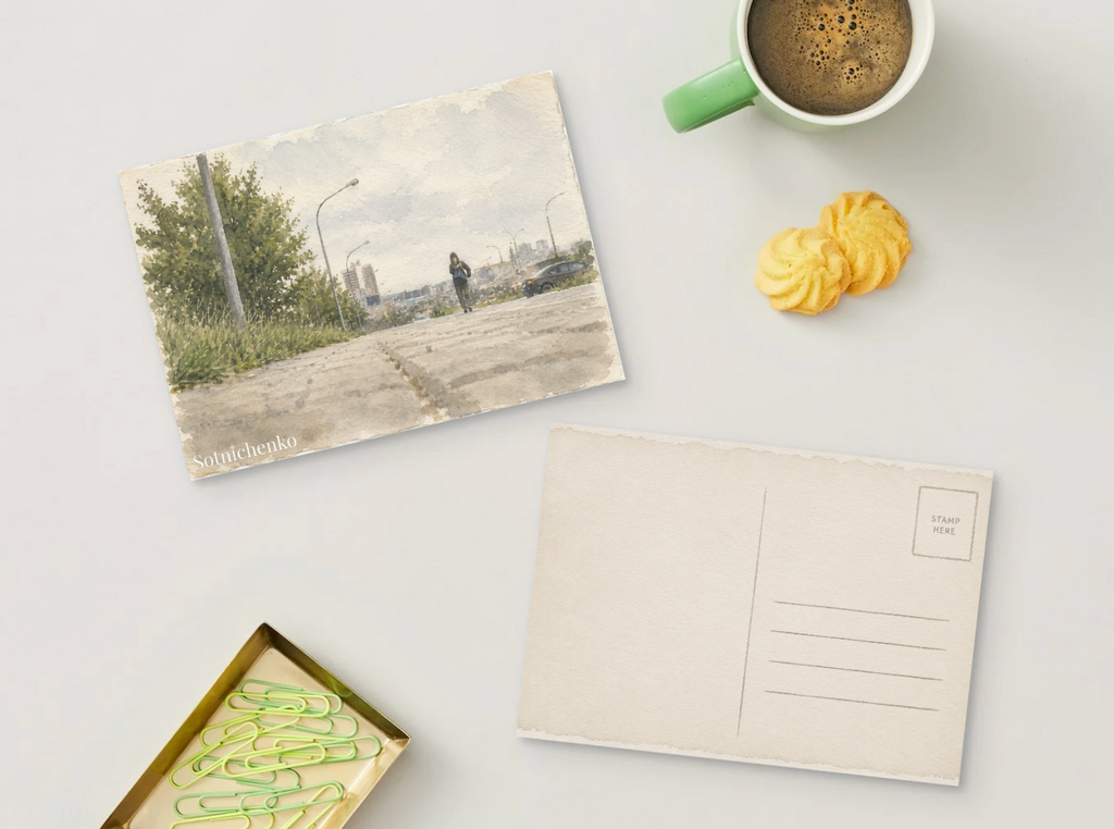 Walking the Edge — Vintage Urban Printable Postcard