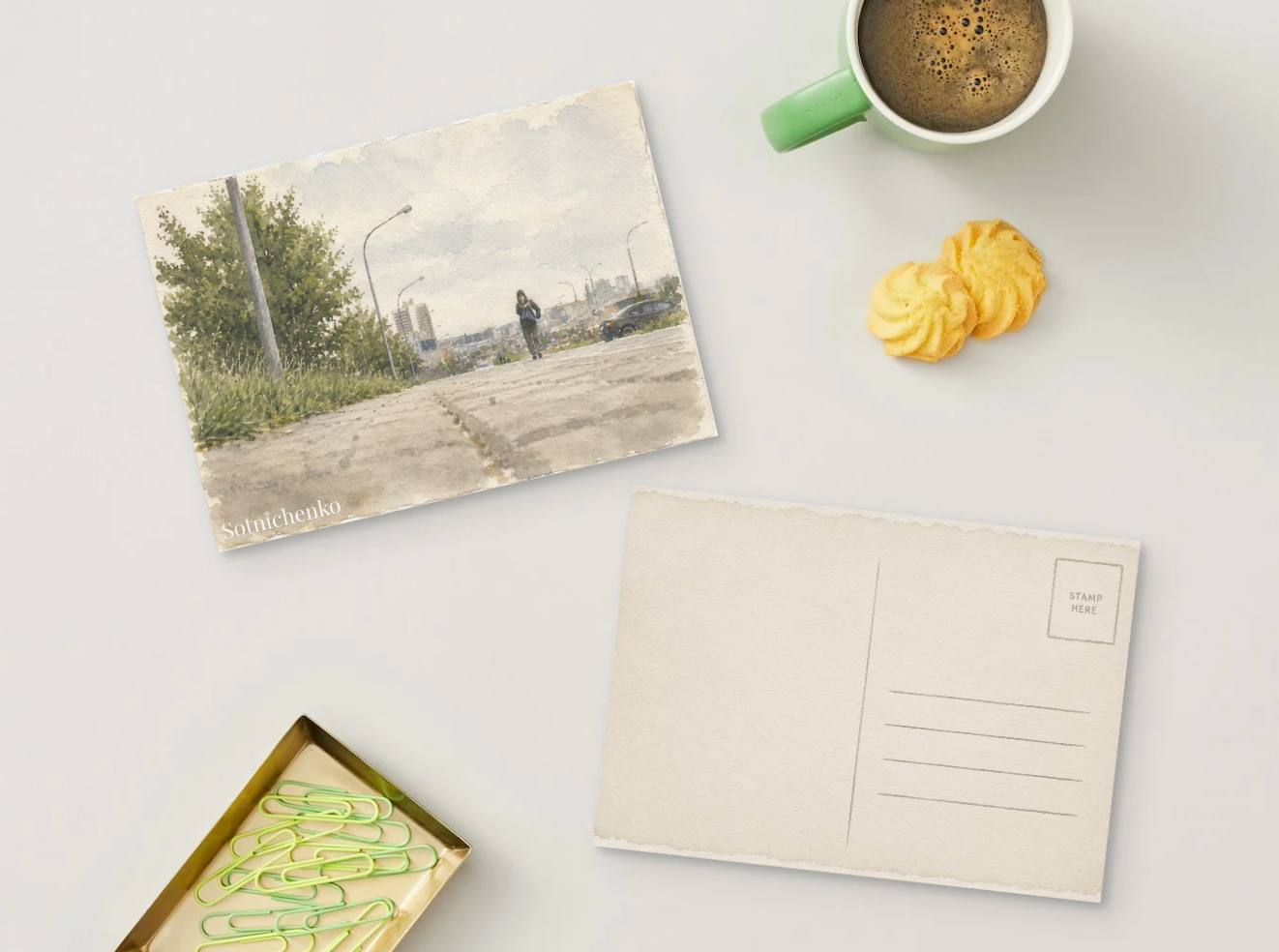 Walking the Edge — Vintage Urban Printable Postcard