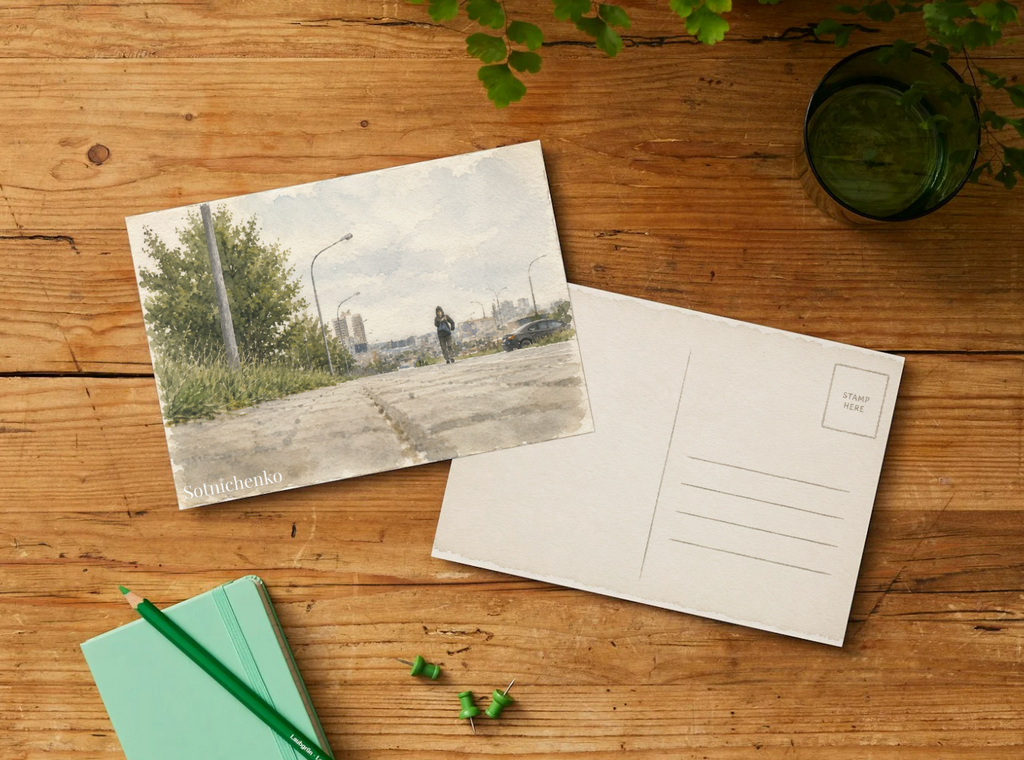 Walking the Edge — Vintage Urban Printable Postcard
