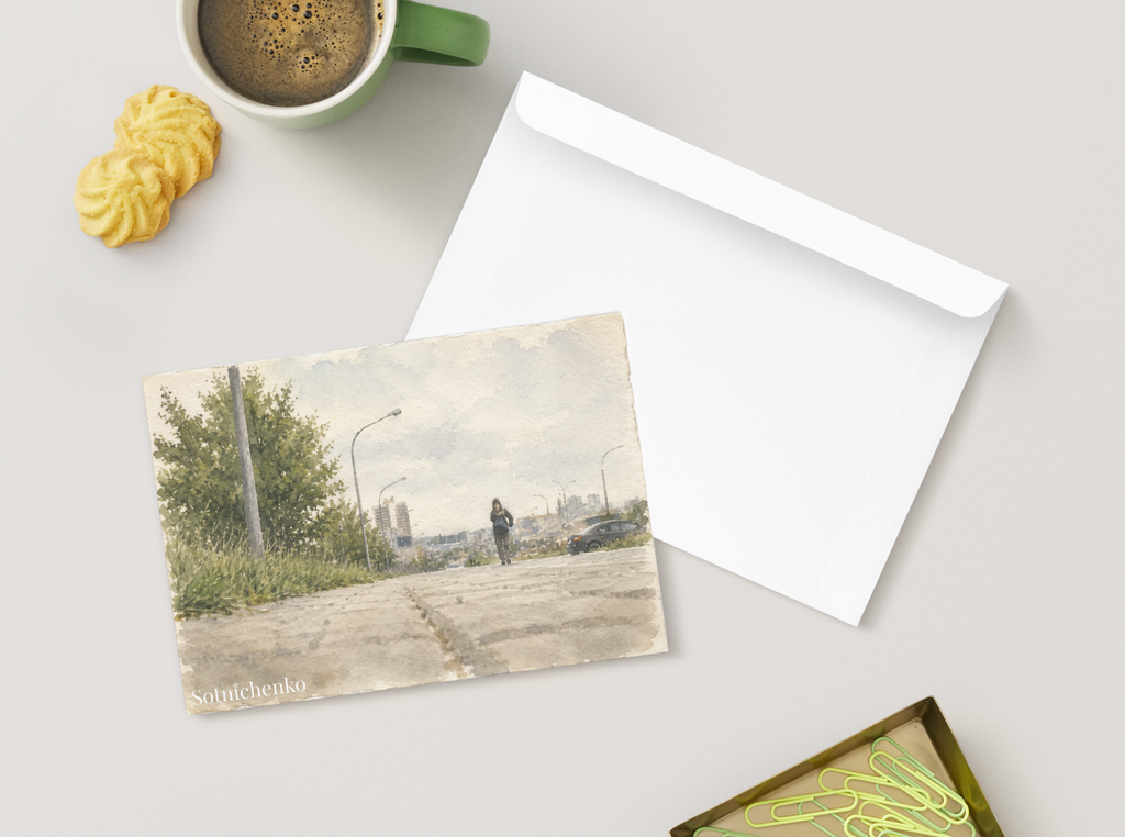 Walking the Edge — Vintage Urban Printable Postcard