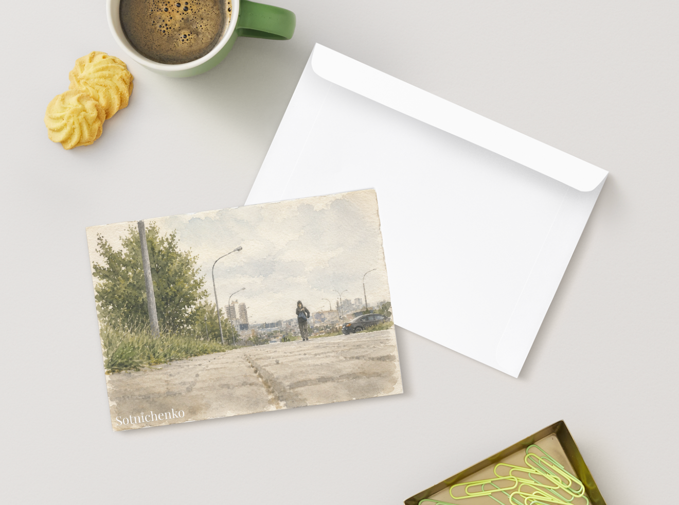 Walking the Edge — Vintage Urban Printable Postcard