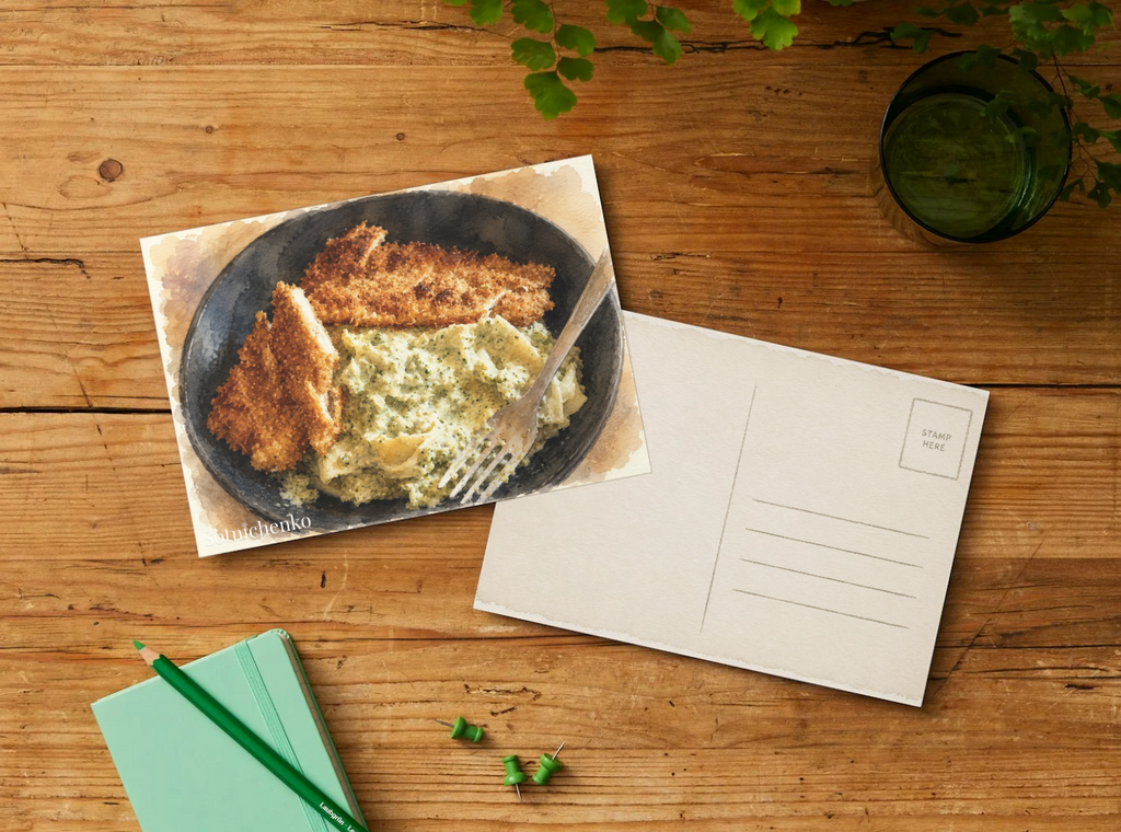 Golden Crunch Bowl — Vintage Food Postcard