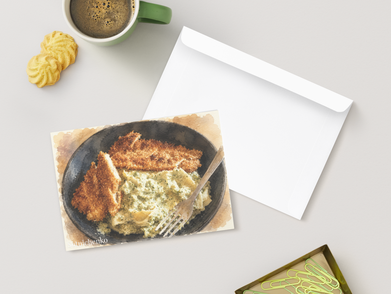 Golden Crunch Bowl — Vintage Food Postcard