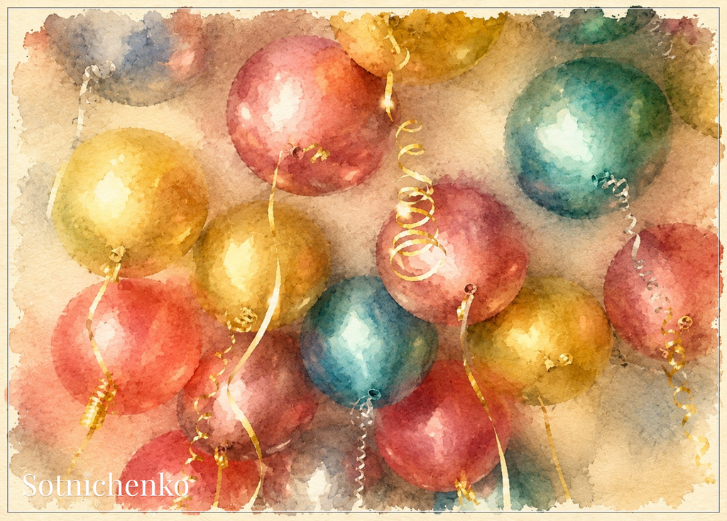 Birthday Balloons — Vintage Party Printable Postcard