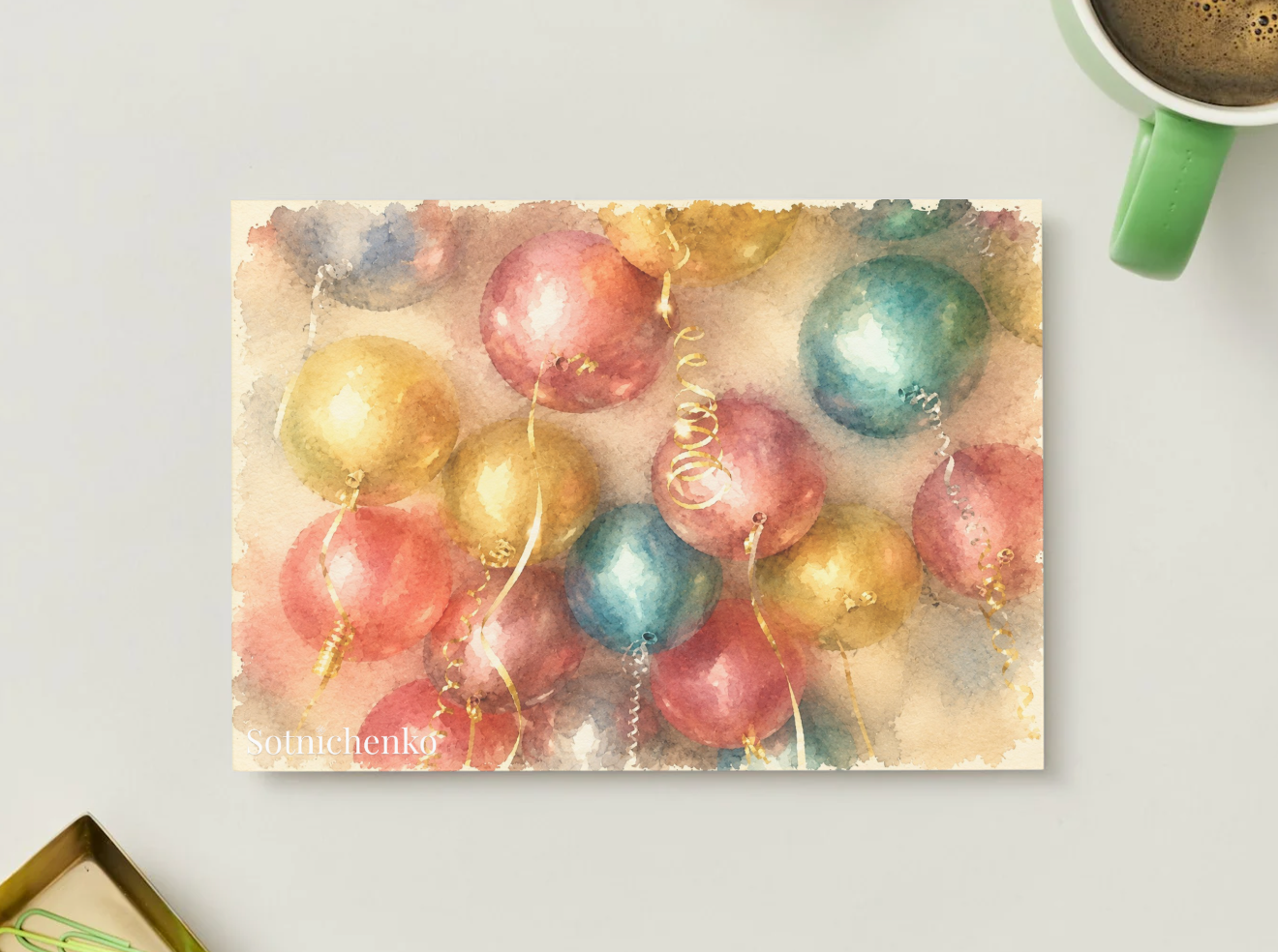 Birthday Balloons — Vintage Party Printable Postcard