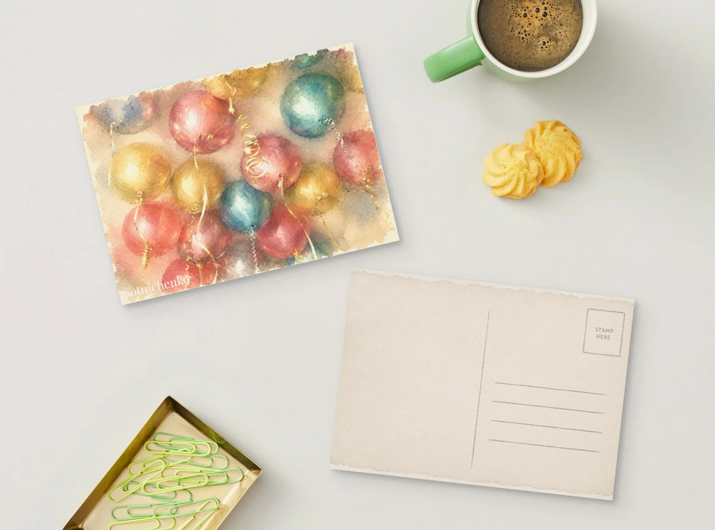 Birthday Balloons — Vintage Party Printable Postcard