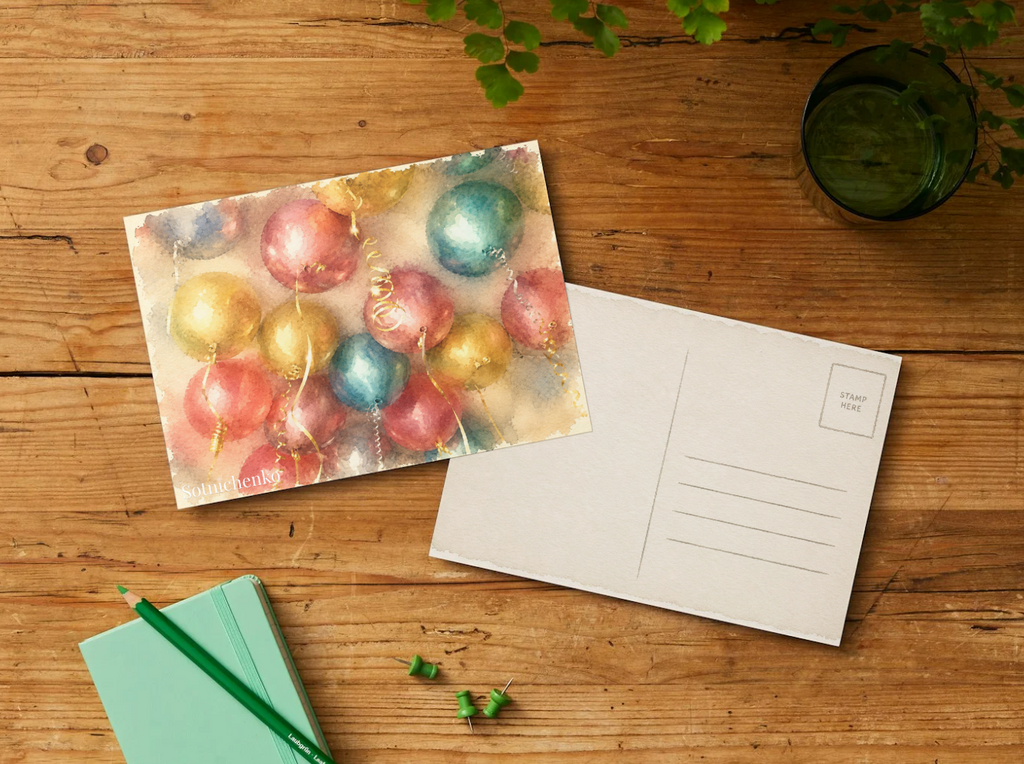 Birthday Balloons — Vintage Party Printable Postcard