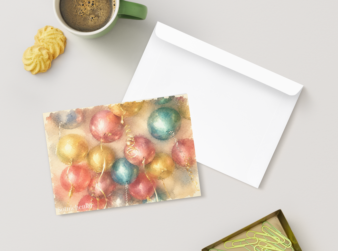 Birthday Balloons — Vintage Party Printable Postcard