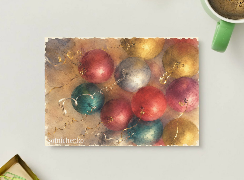 Party Balloons — Vintage Celebration Printable Postcard