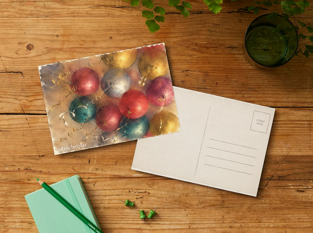 Party Balloons — Vintage Celebration Printable Postcard