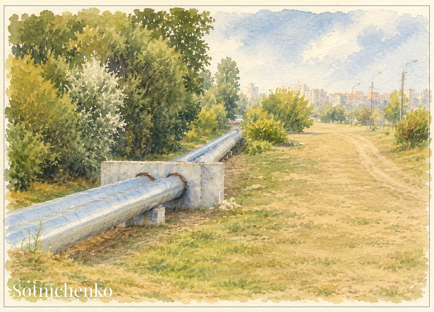 Where the City Thins — Vintage Urban Printable Postcard
