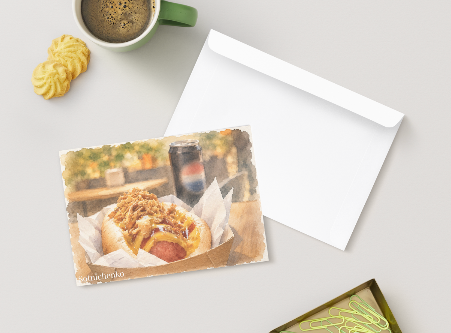 Loaded Hot Dog — Vintage Food Printable Postcard